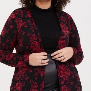TORRID Roses Cardigan Open Front Longline Sweater Size 0